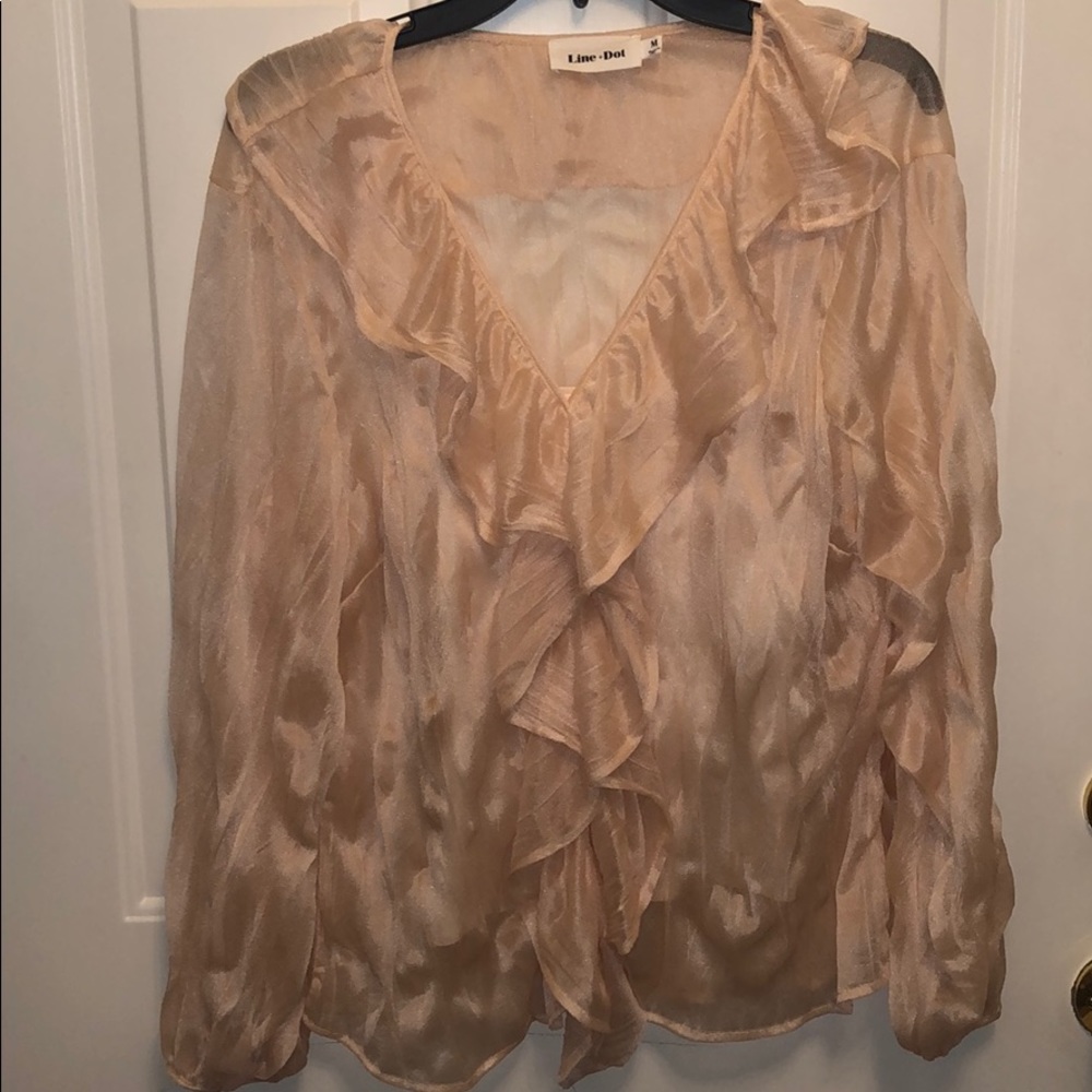 Blush pink ruffle blouse from revolve